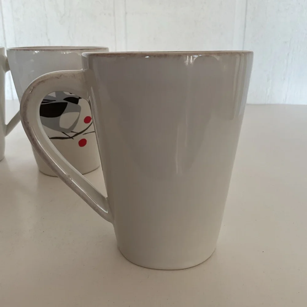 Crate & Barrel Marin Winter Birds Mug Set of three